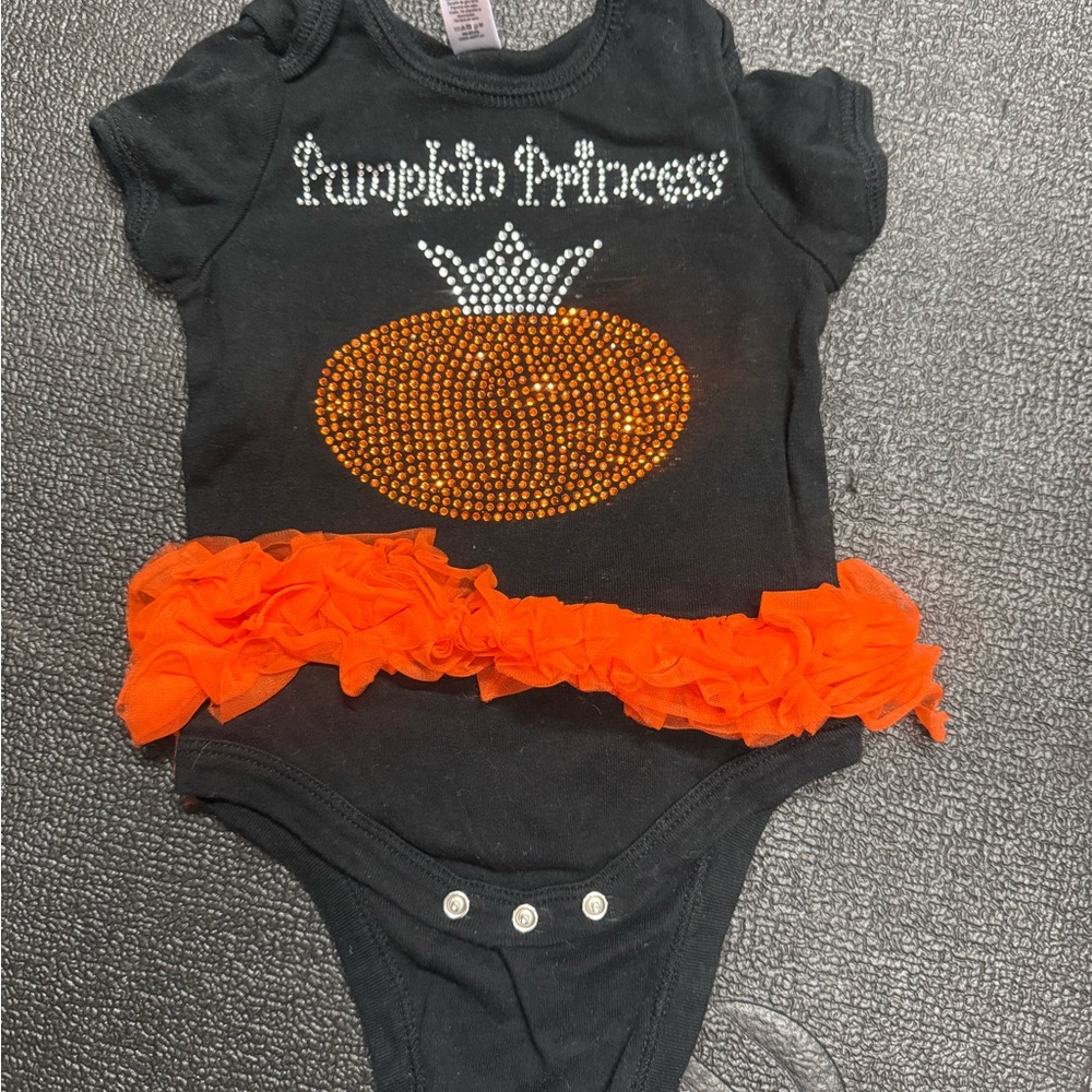 Black and Orange Pumpkin Princess Onesie